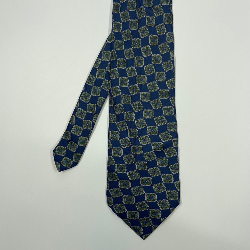 Sterling & Hunt Blue Geometric Medallion Silk Blend Tie Mens One Size
